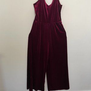 Burgundy velvet jumpsuit